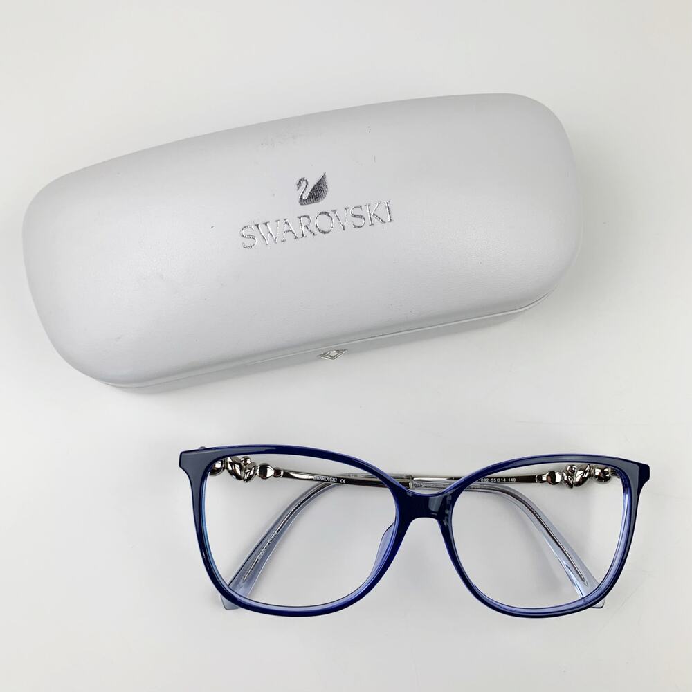 Swarovski Women's Eyeglass Frames 55-14-140 Blue Cat Eye Full Rim SK5367 092